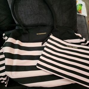 Victoria's Secret tote bag and makeup bag